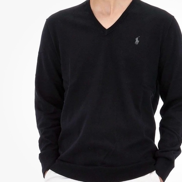 Polo by Ralph Lauren Men's V-Neck Black Sweater Classic black S